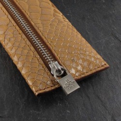 Trousse Plate Cuir Mignon® Python Métal Cuivre