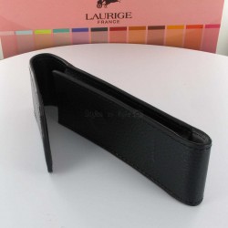 Etui Cuir Laurige® Noir 2 Stylos Aimanté