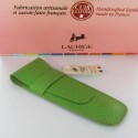 Etui Cuir Laurige® Pistache 2 Stylos