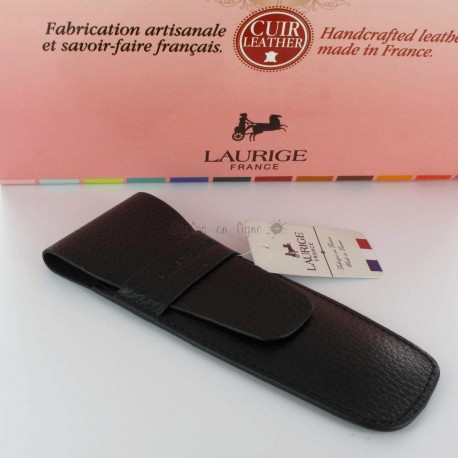 Etui Cuir Laurige® Noir 2 Stylos