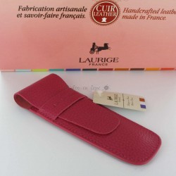 Etui Cuir Laurige® Fuschia 2 Stylos