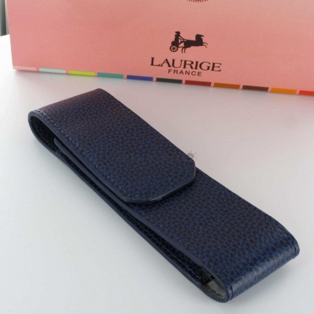 Etui Cuir Laurige® Marine 2 Stylos Aimanté