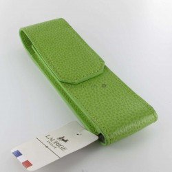 Etui Cuir Laurige® Pistache 2 Stylos Aimanté