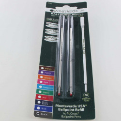 Lot de 2 Recharges Bille Noire Moyenne Monteverde® pour stylo bille Cross®