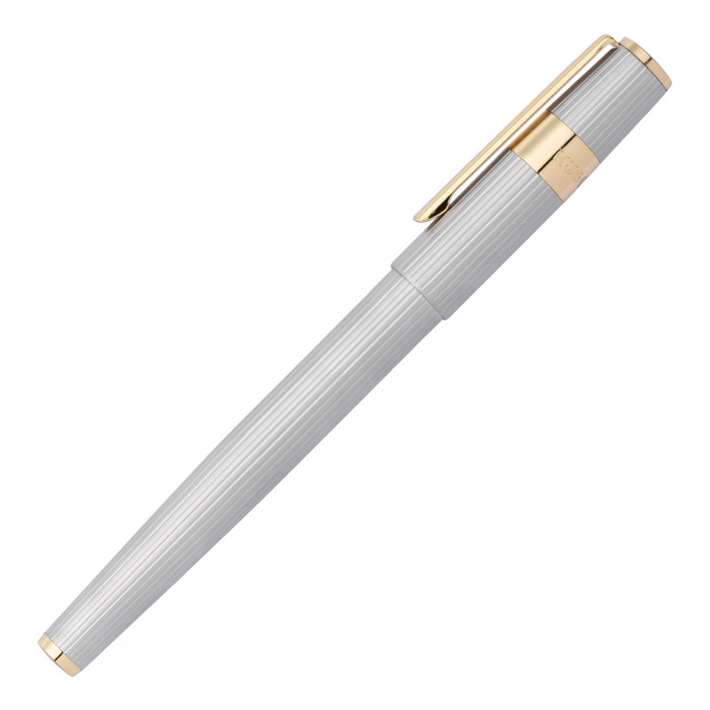 Stylo Plume Hugo Boss® Gear® Pinstripe Chromé Doré Stylo Plume Hugo Boss® Gear® Pinstripe Chromé Doré