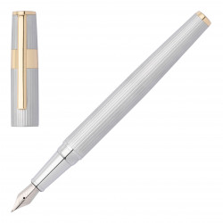 Stylo Plume Hugo Boss® Gear® Pinstripe Chromé Doré
