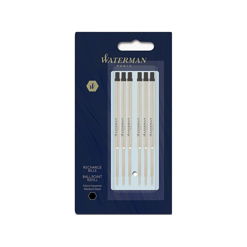 Blister de 6 Recharges Billes Noires Moyennes Waterman®