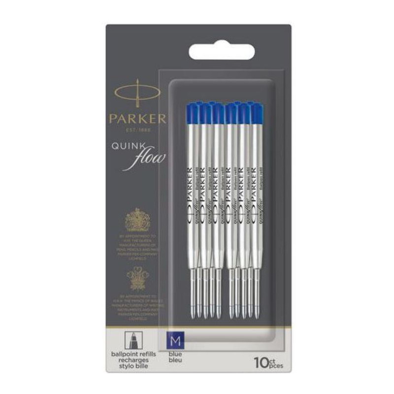 Lot de 10 Recharges Billes Bleues Moyennes Parker® Lot de 10 Recharges Billes Bleues Moyennes Parker®