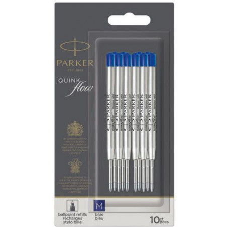 Lot de 10 Recharges Billes Bleues Moyennes Parker®