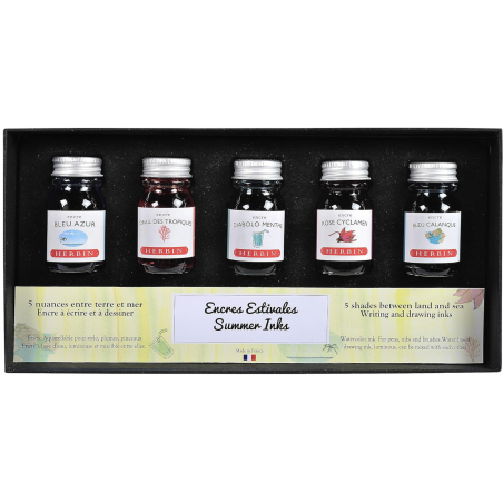 Coffret 5 "Encres Estivales" J. Herbin® Nuances entre terre & mer