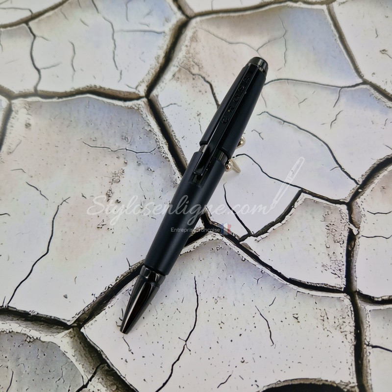 Stylo roller laquée noir mat Edge Rétractable