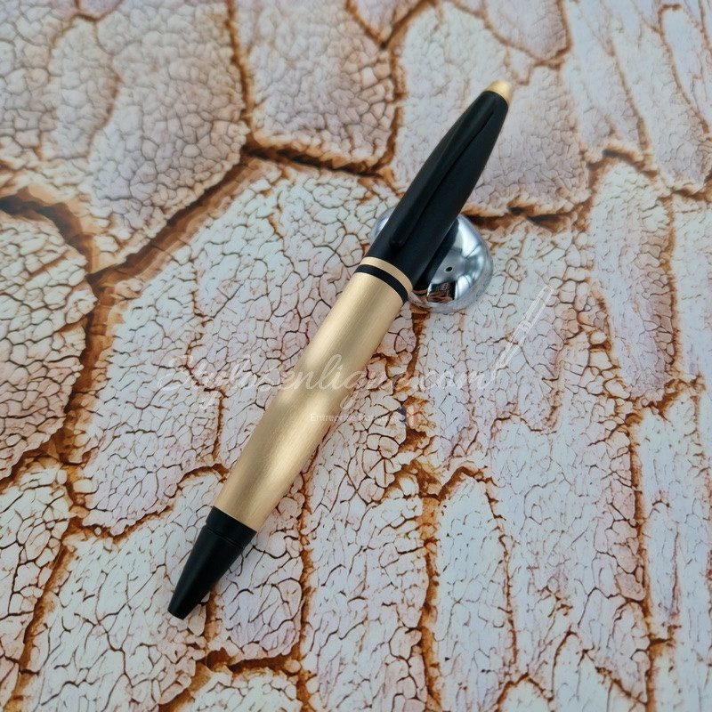 Stylo à bille Calais plaqué or rose brossé et laqué noir