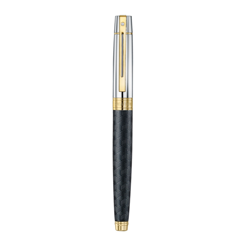 Stylo Plume 300 Noir gravé+attribut doré et chromé sheaffer