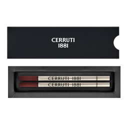 Boîte ouverte avec recharges roller Cerruti 1881 encre noire