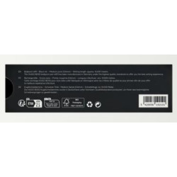 Dos de l'emballage des recharges pour stylo bille Hugo Boss noires taille M avec informations produit
